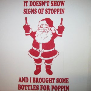 long sleeve santa claus poppin bottles christmas t shirt funny mens or womens cute drinking themed holiday tee top ugly sweater idea beer