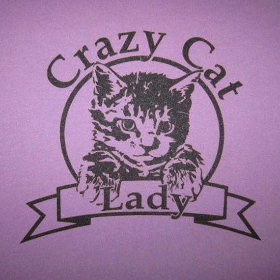 Maglietta Gatto Cat Crazy Lady – Top Grigio Con Scollo Laterale, 100% Cotone Pesante - 6
