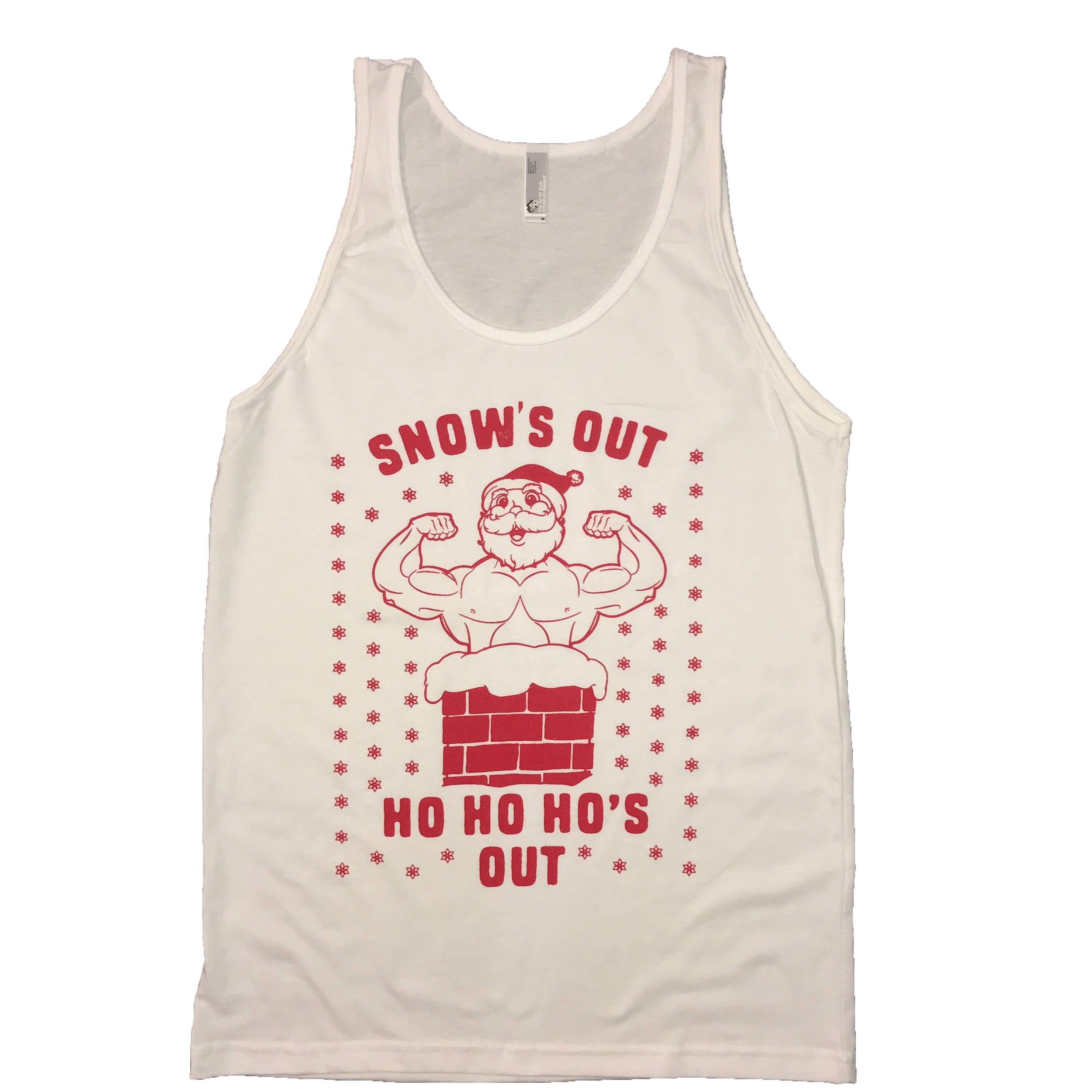tank top snows out ho ho hos out christmas shirt funny ugly xmas in july holiday sweater santa claus suns out guns out chimney sleeveless