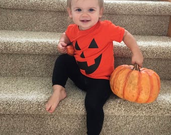 Kürbis schnitzen Gesicht t Shirt Halloween Baby Kleinkind t-Shirt oben lustige niedlichen Kinder Geschenk Kostüm 6 12 18 24 Monat junge Mädchen Kleinkind Bild vom Bauernhof