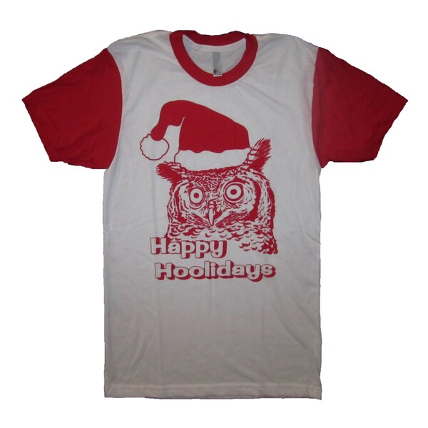 mens happy hoolidays christmas t shirt funny holidays xmas santa hat novelty graphic present idea hoot owl secret ugly sweater party idea