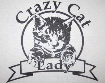womens crazy cat lady t shirt funny kitten meow kitties girls humor cute awesome top tee graphic vintage soft new present gift cats lover