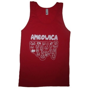 ameowica tank top cats america mens or womens unisex top USA merica murica united states of shirt tee t funny cute sleeveless 4th of july
