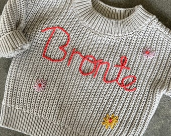 Hand embroidered custom baby knit jumper