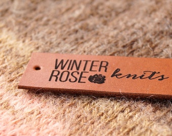 Clothing labels, knitting labels, personalized clothing tags, logo garment tags, real leather labels, set of 25 pc