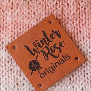 Custom leather labels, personalized knitting labels, leather tags, clothing labels, crochet tags, branding logo tags, set of 25 pc
