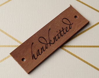 Real leather labels, care labels, personalized real leather labels, custom labels for knitted products, custom label tags, set of 25