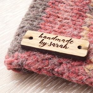 Clothing labels, custom wooden garment labels, personalized label tags, labels for handmade products, wood labels for knitted items, 25 pc