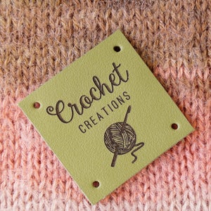 Personalized leather labels, custom clothing labels, personalized knitting labels, crochet leather labels, logo tags, garment tags, 25 pc