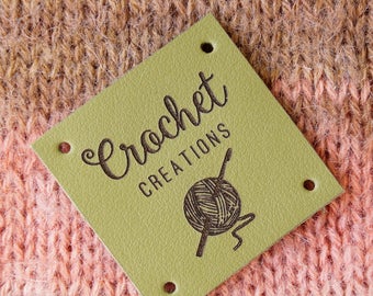 Personalized leather labels, custom clothing labels, personalized knitting labels, crochet leather labels, logo tags, garment tags, 25 pc