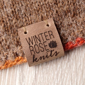 Labels for handmade items, custom knitting labels engraved. Personalized logo labels Leather labels Branding tags Clothing labels 25 pc