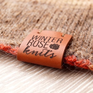 Center fold labels Personalized leather labels Custom leather tags Logo labels Knitting labels Branding tags Leather label Set of 25 pc