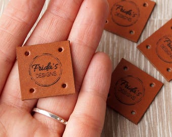 Custom clothing labels - leather labels - personalized leather tags - knitting labels - crochet tags - clothing tags - logo tags, set of 25