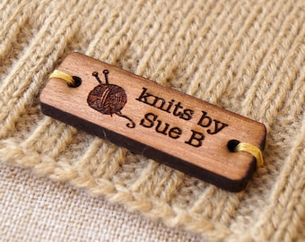 Wooden labels, custom clothing labels, personalized label tags, labels for handmade products, knitting labels, crochet labels, set of 25 pc