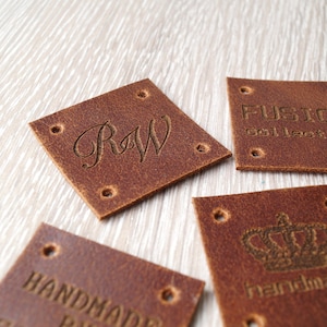 Leather labels, custom labels, personalized leather labels, handmade labels, labels for knitted products, custom label tags, set of 25 pc