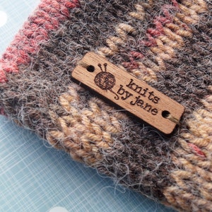 Wooden clothing labels, sew on garment labels, personalized label tags, labels for handmade products, wood labels for knitted items, 25 pc