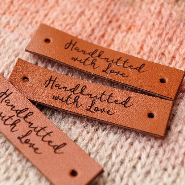 Custom leather labels, garment labels, personalized labels, care labels, labels for knitted products, custom label tags, set of 25
