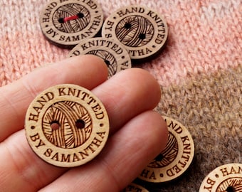 Boutons en bois personnalisés personnalisés avec votre texte, boutons en bois personnalisés pour les produits tricotés ot crochetés, boutons en bois, ensemble de 25 pc