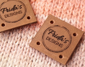 Custom clothing labels - leather labels - leather tags - knitting labels - crochet tags - clothing tags - logo branding  tags, set of 25