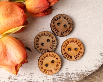 Personalized buttons for knitting and crochet, wooden buttons, your text laser engraved on wooden buttons, set of 25 pc