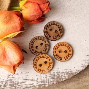 Personalized buttons for knitting and crochet, wooden buttons, your text laser engraved on wooden buttons, set of 25 pc
