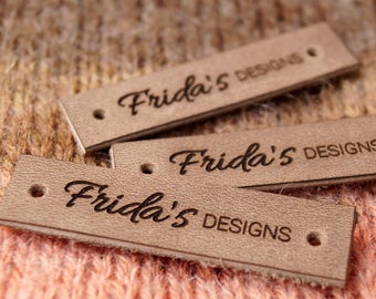 Custom logo labels, leather knitting labels, labels, personalized garment tags, logo branding labels, crochet leather labels, set of 25