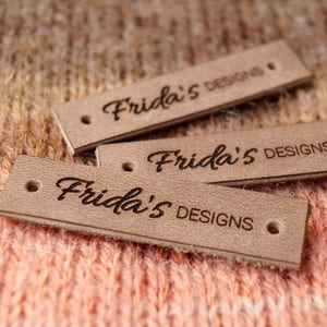 Custom logo labels, leather knitting labels, labels, personalized garment tags, logo branding labels, crochet leather labels, set of 25