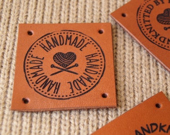 Labels for handmade items, knitting labels, custom clothing labels, product labels, leather labels, personalized labels, logo tags, 25 pc