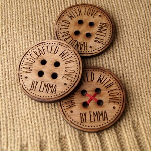 Wooden buttons, personalized wooden buttons for knitted and crocheted items, buttons for handmade items, custom wooden buttons, set of 25