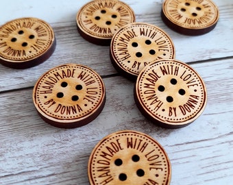Personalized wooden buttons for your handmade products - Real wood buttons for knitting, crochet and sewing - Custom made buttons