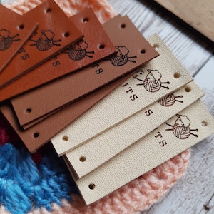 Personalized genuine leather labels for handmade products, set of 25 pc
