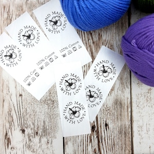 Personalisierte Satinetiketten, personalisierte Bekleidungsetiketten, Etiketten für handgemachte Artikel, Pflegeanleitung Tags, personalisierte Logo-Etiketten
