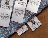 Custom clothing labels 50 pc, satin labels, personalized care instructions labels, tags for handmade items, sew on labels, sewing labels