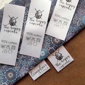 Custom clothing labels 50 pc, satin labels, personalized care instructions labels, tags for handmade items, sew on labels, sewing labels