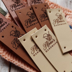 Leather labels for handmade items, genuine leather tags, personalized labels, custom clothing labels, logo labels, crochet tags, 25 pc