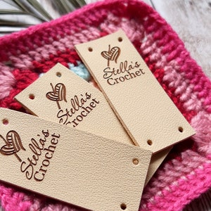 Personalized leather labels - tags for handmade items - custom clothing labels - tags for crochet, knitting labels - leather tags - 25 pc