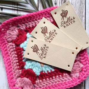 Leather tags for handmade items - personalized leather labels - leather tags for crochet and knitting - set of 25 pc