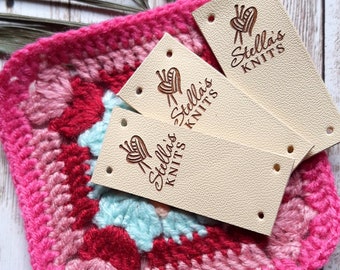 Leather tags for handmade items - personalized leather labels - leather tags for crochet and knitting - set of 25 pc