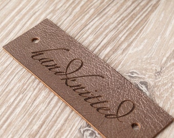 Custom leather logo labels, personalized sew on labels, set of 25 pc