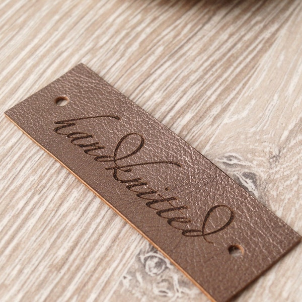 Custom leather logo labels, personalized sew on labels, set of 25 pc