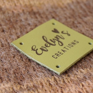 Garment labels, leather labels, custom clothing labels, personalized logo tags, knitting labels, crochet labels, leather tags, set of 25 pc
