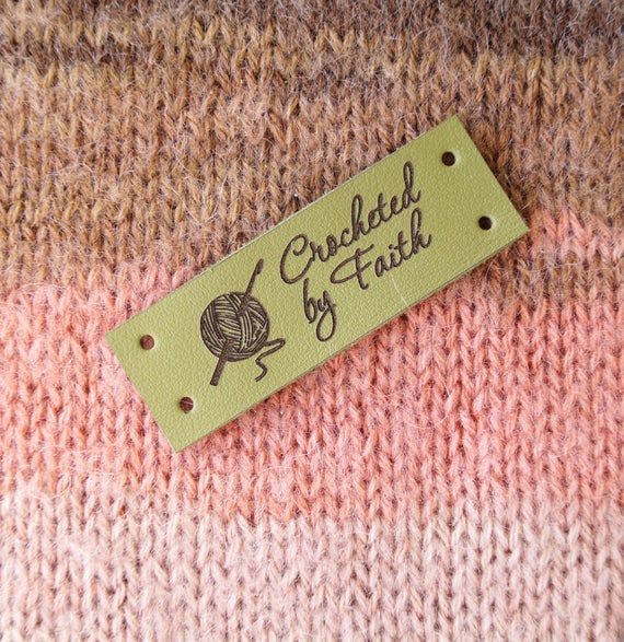 Product tags, knitting labels, labels for handmade items, leather labels  for crochet, center fold labels, folding tags, set of 25 pc