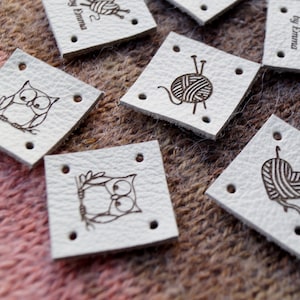 Product labels - custom leather labels - personalized leather tags - knitting labels - crochet tags - clothing tags - logo tags, set of 25