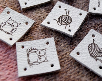 Etiquetas para produtos - etiquetas de couro personalizadas - etiquetas de couro com personalização - etiquetas para tricô - etiquetas para crochê - etiquetas para roupas - etiquetas com logotipo, conjunto de 25