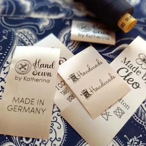 Etichette in tessuto satinato personalizzate, etichette in raso pretagliate, etichette con logo da cucire, etichette in raso personalizzate, etichette in raso da cucire, 50, 100, 200, 500 pezzi