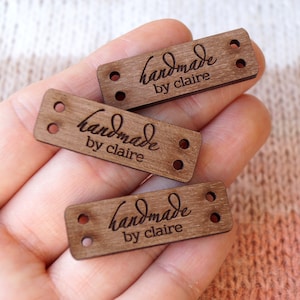 Wooden labels, custom garment labels, personalized clothing label tags, labels for handmade products, wood labels for knitted items, 25 pc