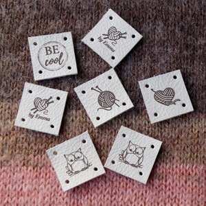 Individuelle Kleidung Etiketten - häkeln Leder Etiketten - Leder-Tags - stricken Etiketten - Etiketten - Kleidung Tags - Logo Brandstempel Stichworte, set von 25