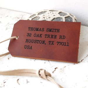 Personalized leather luggage tag, custom laser engraved luggage tag, travel tag, suitcase tag, 3rd year leather anniversary gift