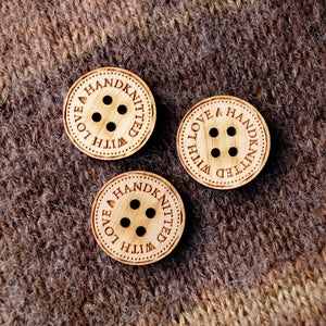 Personalized buttons, wooden logo labels, wooden labels, knitting or crochet buttons, set of 25 pc.Custom made wooden buttons