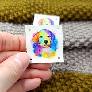 Personalized color printed leather labels for handmade items - leather tags - labels for crochet - knitting tags - leather labels - custom